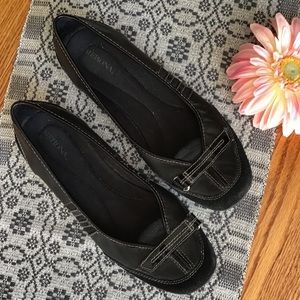 Black Leather Flats